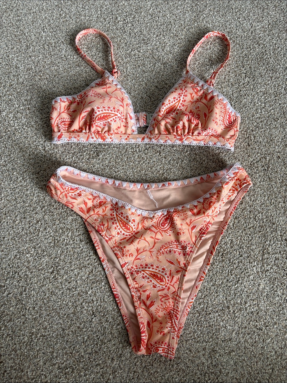 NWOT Women’s Peach Paisley Bikini Set - Peach